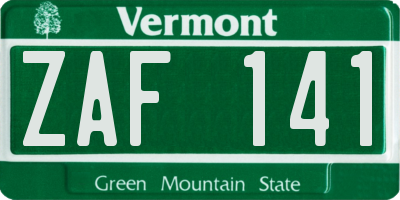 VT license plate ZAF141