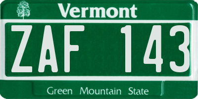 VT license plate ZAF143