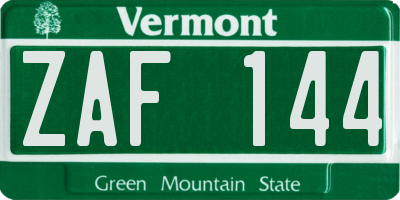 VT license plate ZAF144