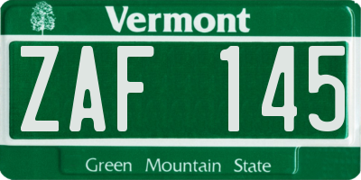 VT license plate ZAF145
