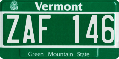 VT license plate ZAF146