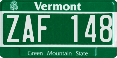 VT license plate ZAF148