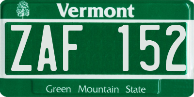 VT license plate ZAF152