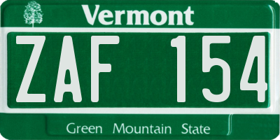 VT license plate ZAF154