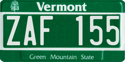VT license plate ZAF155