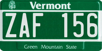 VT license plate ZAF156