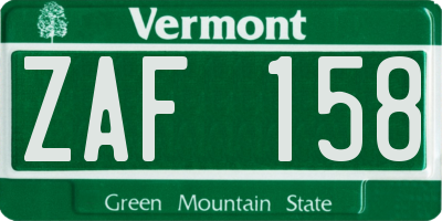 VT license plate ZAF158