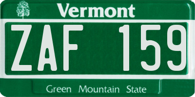 VT license plate ZAF159