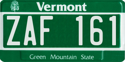 VT license plate ZAF161
