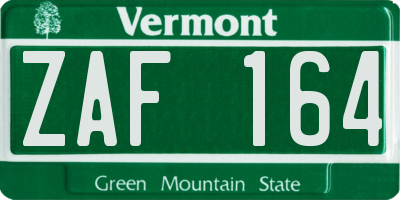 VT license plate ZAF164