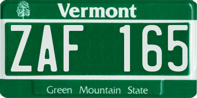 VT license plate ZAF165