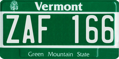VT license plate ZAF166