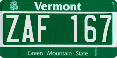 VT license plate ZAF167