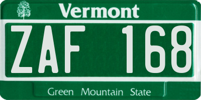 VT license plate ZAF168
