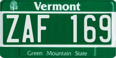 VT license plate ZAF169