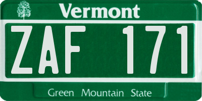 VT license plate ZAF171