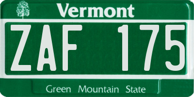 VT license plate ZAF175