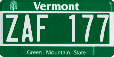 VT license plate ZAF177