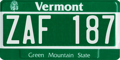 VT license plate ZAF187