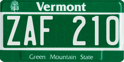 VT license plate ZAF210