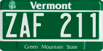 VT license plate ZAF211