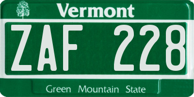 VT license plate ZAF228