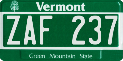 VT license plate ZAF237