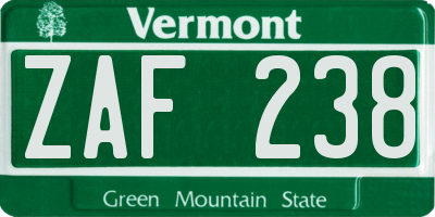 VT license plate ZAF238