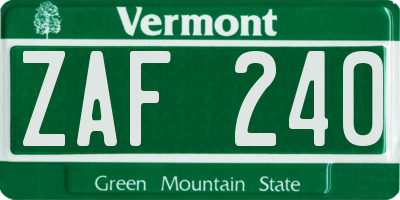 VT license plate ZAF240