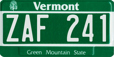 VT license plate ZAF241