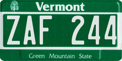 VT license plate ZAF244
