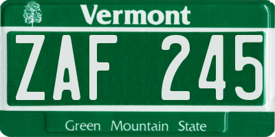 VT license plate ZAF245