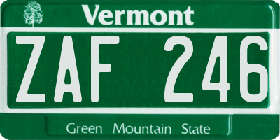 VT license plate ZAF246