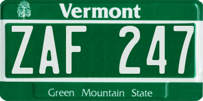 VT license plate ZAF247