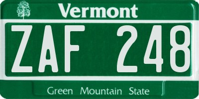 VT license plate ZAF248