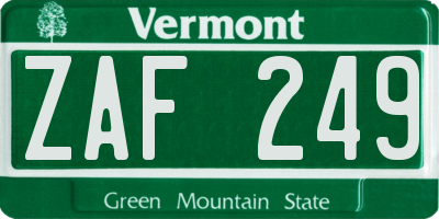 VT license plate ZAF249