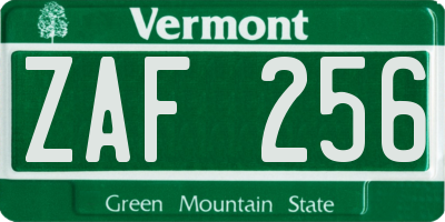 VT license plate ZAF256