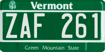 VT license plate ZAF261