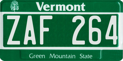 VT license plate ZAF264