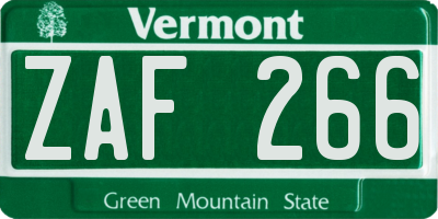 VT license plate ZAF266