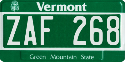 VT license plate ZAF268