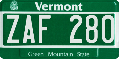 VT license plate ZAF280