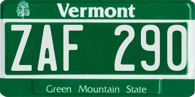 VT license plate ZAF290