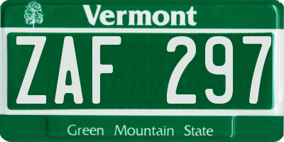 VT license plate ZAF297
