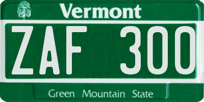 VT license plate ZAF300