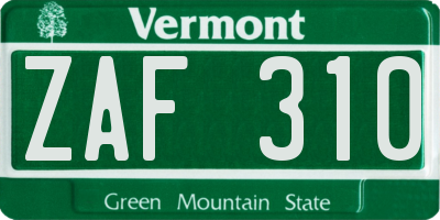 VT license plate ZAF310