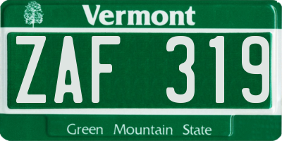VT license plate ZAF319