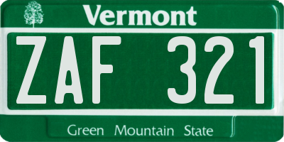 VT license plate ZAF321