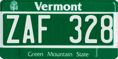 VT license plate ZAF328