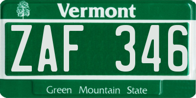 VT license plate ZAF346